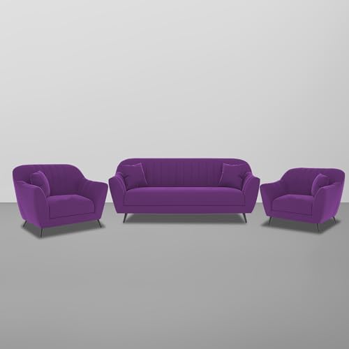 Image of Atticus 3+1+1 Seater Sofa Set for Living Room (Purple Colour) Premium Fabric Sofa