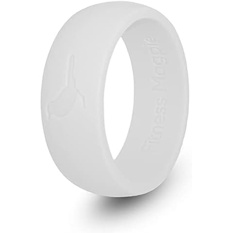 Fitness Magpie - Silicone Wedding Ring for Men - Rubber Wedding Engagement Band - Fitness & Workplace Safety Ring - Athletic Ring for Active Men - Work, Sports, Mechanics, Workout Ring - White (11) Cover