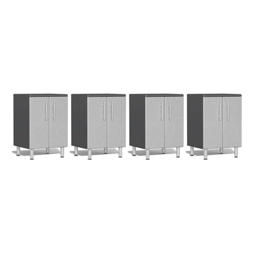 Ulti-Mate UG27040S 4-Piece 2-Door Garage Cabinet Kit in Stardust Silver Metallic, Silver, Grey
