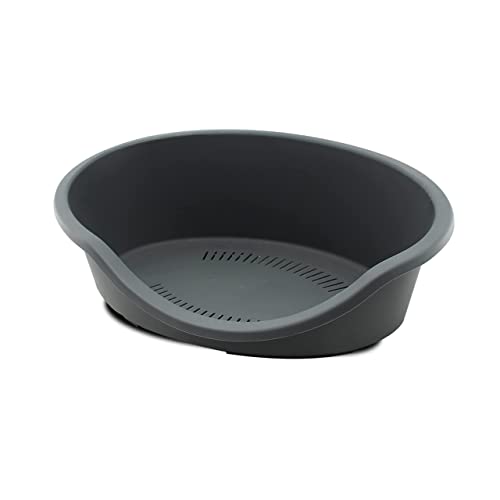 Cesta Plástico Antideslizante para Mascota, 80 x 60 x 25cm, Cuna para Perro y Gato Color Gris Cover
