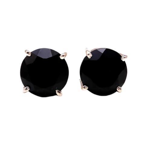 Puces d'oreilles rondes en onyx noir et argent sterling 925 LK_VSTD_0574