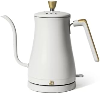 Beautiful 1-Liter Electric Gooseneck Kettle 1200 W, by Drew Barrymore, (8 Colors to Choose From) (White Icing)