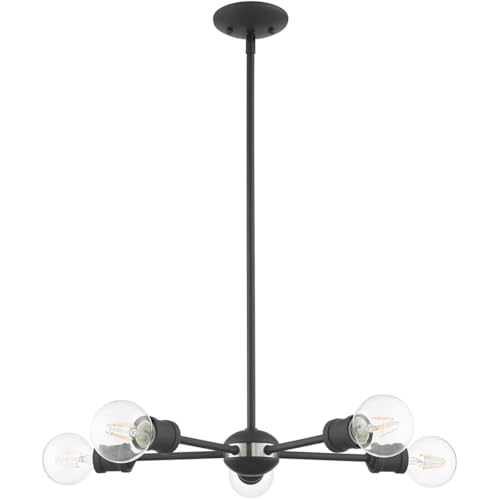 Image of Livex Lighting 46135-76 5 Light Scandinavian Gray Chandelier