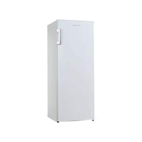 Cookology CTFR235WH Tall Freestanding Upright Larder Fridge, 230 Litre with 4 Large Shelves, Adjustable Temperature Control and Legs, LED Light and Reversible Door - In White