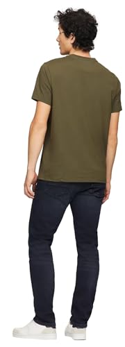Tommy Hilfiger Men's Regular Fit Tommy Logo Embroidered Crew Neck T-Shirt, ArmyGreen, S4