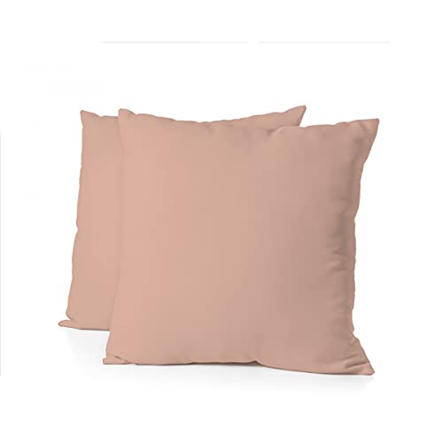 Home Linge Passion Ruffled Flat Cotton 57 Thread Count Pillowcases 25x25 Inch (2 Pack) Dusky Pink, Rose, 63x63 cm - Image 3
