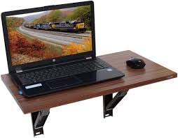 ALBANIO Folding Wall Mounted Study Desk, Foldable Laptop Office Table Solid Wood Finish Wall Mounted Shelf Drop-Leaf Design Folding Table Kitchen and Dining Laptop (24 X 16 Inches Brown)
