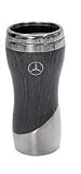 Mercedes Benz Double Wall Stainless Steel and Wood Grain Tumbler Coffee Mug (Grey)