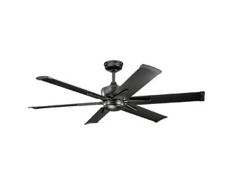 KICHLER 300300SBK Protruding Mount, 6 Satin Black Blades Ceiling fan with 31 watts light, Satin Black - Image 5