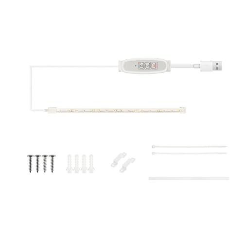 Marhynchus Pianta di Coltivazione a Led Strisce di Luce Rossa da 3000k Lampada da Coltura da Sole con Ciclo Ciming Intelligente di 24 Ore, Spina e (30 cm 1 striscia)