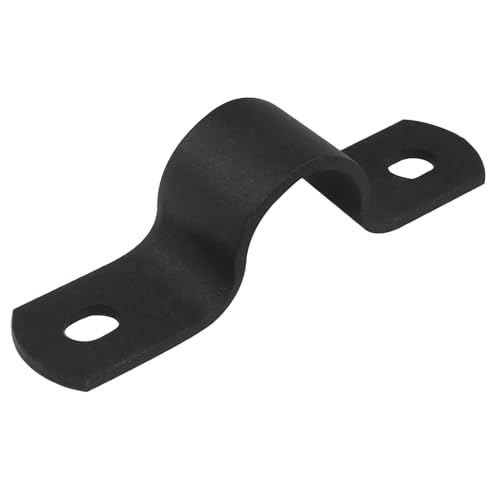 Image of Zorfeter 0.78 inch /20mm Pipe Strap, Black U-Clamps, 12 Pack | Metal Clamps, Double-hole Bracket, Two Hole, Durable, DIY Industrial Style