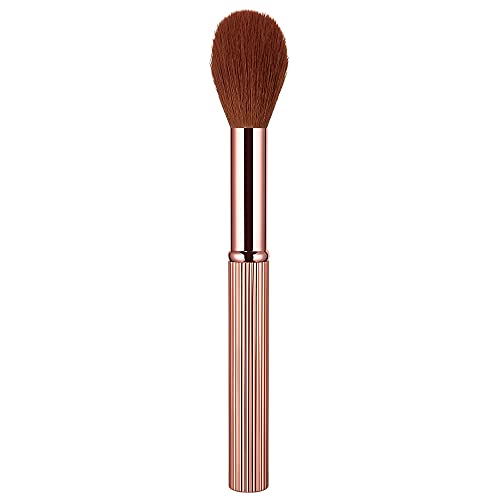 Anmor Highlighter Brush, Premium Rose Gold Facial Highlighter Makeup Brush for Nose Upper Cheek Upper Lip Highlighting, Professional Highlighter Powder Application Cosmetic Tool, Upgraded Aluminum Tube Handle and Nano-Fiber