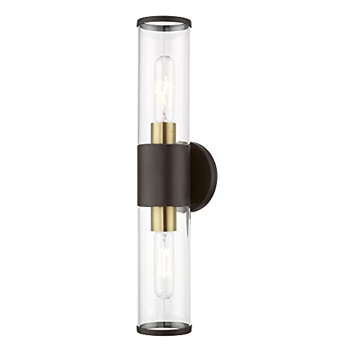 Image of Livex Lighting 17282-07 Banca 2-Light Wall Sconce, Bronze /Antique Brass | Antique Brass Accent