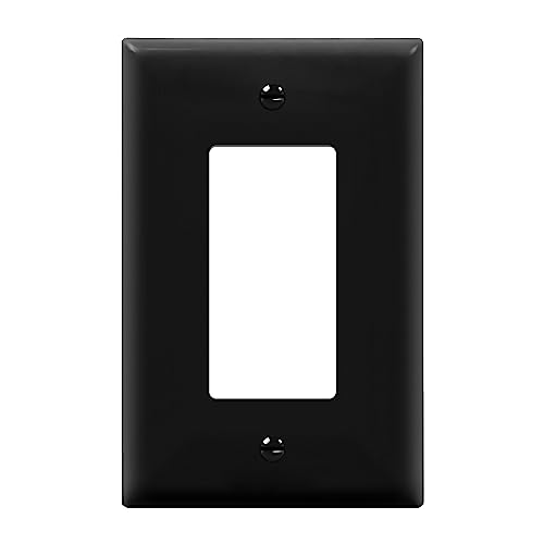 Image of ENERLITES Decorator Light Switch or Receptacle Outlet Wall Plate, Gloss Finish, Midway Size 1-Gang 4.88 inch x 3.11 inch, Polycarbonate Thermoplastic, UL Listed, 8831M-BK, Black