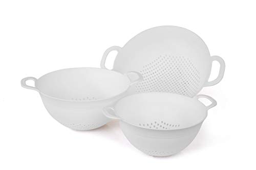 Mintra Home Colanders 3Pk, (Assorted 3Pk, White), (3Pk Includes 3 Assorted Sizes), Colorful, Fruit, Veggies, Pasta, Strainer, Dishwasher Safe, Bpa Free, Durable, Heavy Duty #TOP28