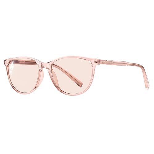 AVDLAB Indoor FL-Flex Fluorescent-41 Light Pink Tinted Blue Light Blocking Glasses Cat Eye Migraine Light Sensitivity Glasses Photophobia Fluorescent LED Glare Women AB3311(Pink Frame Light Rose Lens)