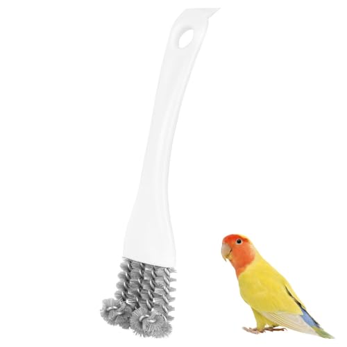 Cepillo para jaula de pájaros, 1/2 piezas limpiador de jaula de loros con pala y mango ergonómico, accesorio para jaulas de mascotas para limpieza profunda