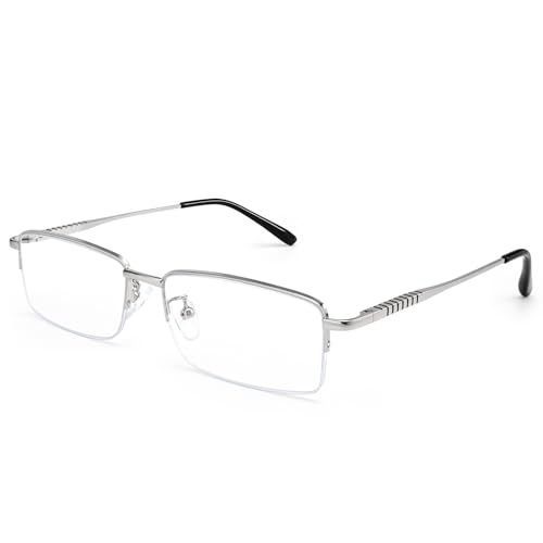 Image of Dollger Rectangle Blue Light Glasses for Men Metal Anti Bluelight Blocking Glasses for Computer Fashion Eyeglasses Small Half