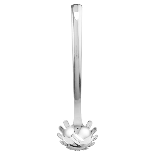 CVUTOVO Stainless Steel Spaghetti Server with Teeth, Extended Handle Pasta Utensils for Cooking and Serving, Kitchen Noodle Strainer Tool for Events