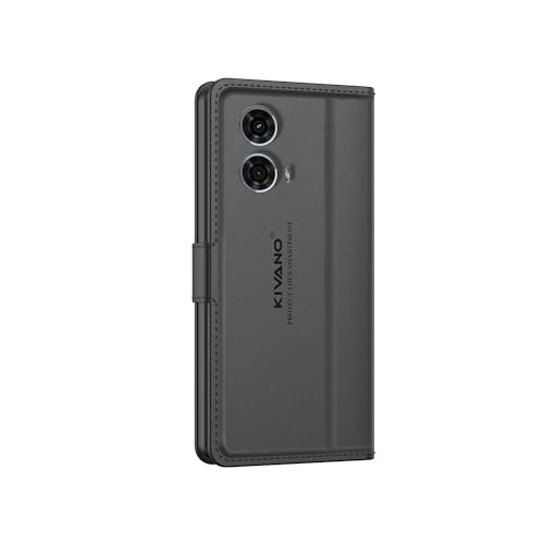 Image of KIVANO LUXE Compatible for Motorola G45 5G / Motorola G34 5G Luxury Handmade Leather Magnetic Flip Folio Case | Card Holder & Kickstand | Slim Protective Cover | Unisex - Black