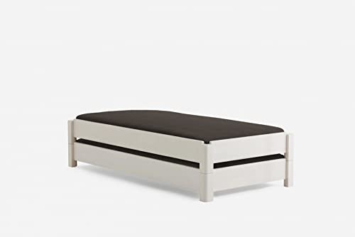 Beauty.Scouts Massivholzbett Mac I 2xRaumsparbett Buche Weiss lackiert 100x200 DICO Doppelbett Einzelbett Holzbett Bettgestell Doppelbett stabil massiv Stapelbett