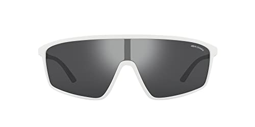 Armani Exchange Man Sunglasses Matte White Frame, Grey Mirror Silver Lenses, 0MM