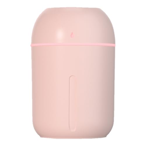 Mini USB Humidifier - Large Capacity, Ultra-Quiet 20dB, 2 Modes (Continuous/Intermittent) with Anti-Dry Burn & Night Light, Nano Mist for Room/Car/Office Desk (<10㎡) (Pink, 330ml)