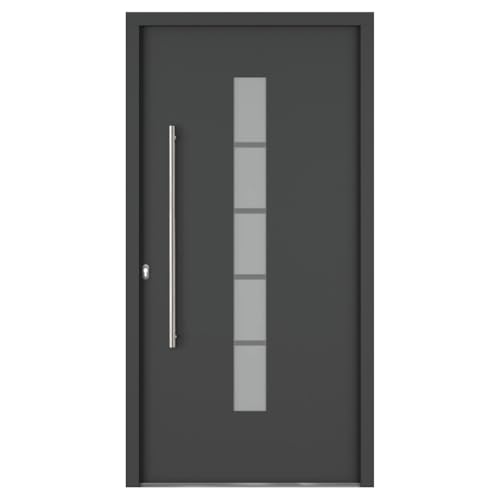 HORI® Haustür Eingangstür Aluminium Kunststoff Komplettset | Haus Eingangstür mit 5-fach Verriegelung | Wärmeschutzglas I Farbe: Anthrazit (innen Weiß) I DIN Links I Modell: Chain I 200 x 100 cm
