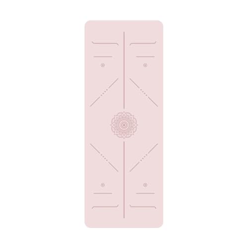 滑り止め加工、極厚ヨガマット。天然ゴムとPU素材を使用。アライメントライン付き。(Softpink)
