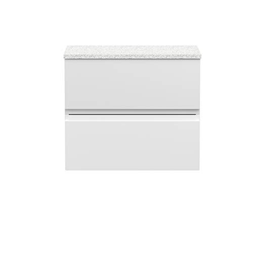Hudson Reed URB104LSW Urban | Mueble moderno para baño con 2 cajones de cierre suave y encimera brillante, 600 mm, blanco satinado Cover