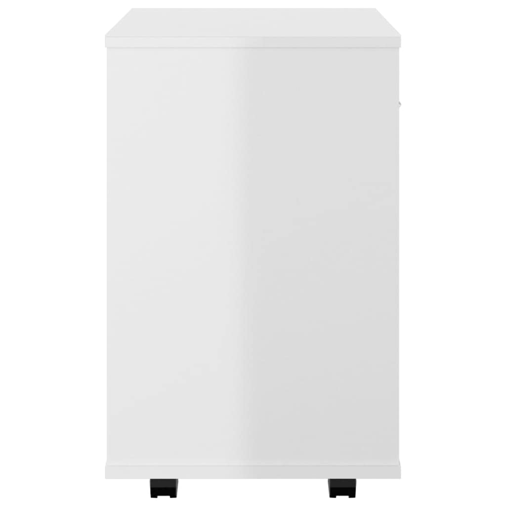 vidaXL Mobiletto con Ruote Bianco Lucido 46x36x59 cm Legno Multistrato