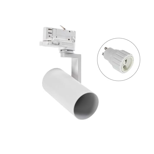 LED GU10 Madara Mini II Stromschienenstrahler mit Universal 3-Phasen Adapter | Alu-Druckguss | Weiss