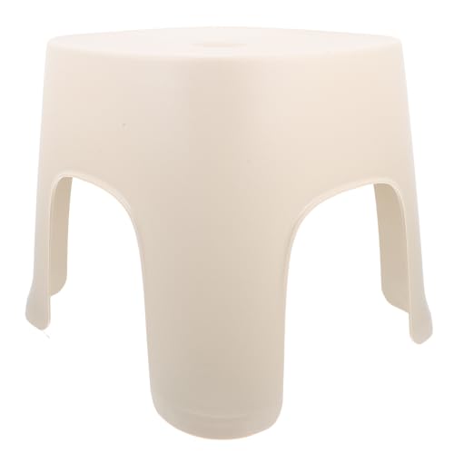 LIFKICH Taburete de Inodoro de Plástico Beige Diseño Resistente y Antideslizante, Reposapiés para Baño y Hogar, Fácil de Almacenar