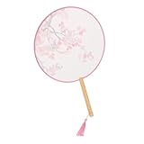 LIFKICH ヴィンテージ風式扇子 花鳥柄デザイン 木製ハンドル付きタッセル付 扇子 ハンファ衣装アクセサリー 舞踊用小道具 室内装飾