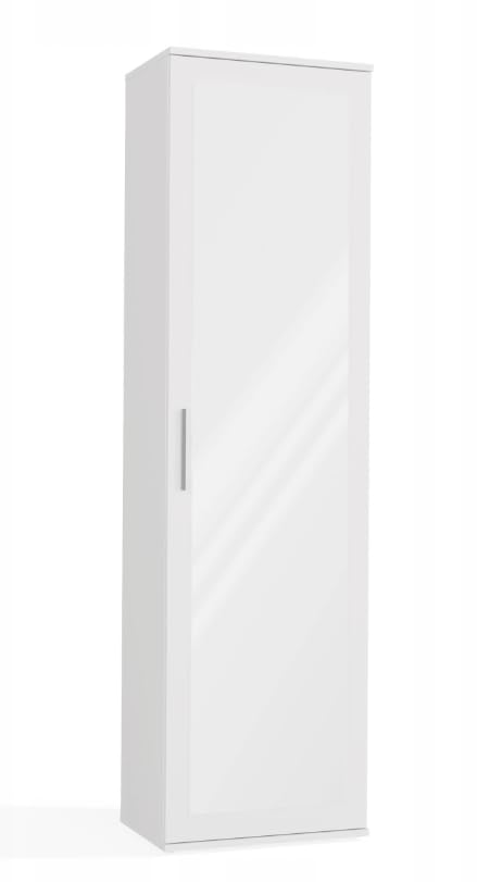 BDW Appendiabiti con specchio, moderno, multifunzionale, per corridoio, camera da letto, cameretta dei bambini, 180 x 50 x 35 (T), bianco