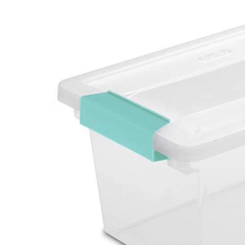 Sterilite 19628604 Medium Clip Clear Storage Box With Latched Lid - 11"L X 6-5/8"W X 5-3/8"H #TOP2