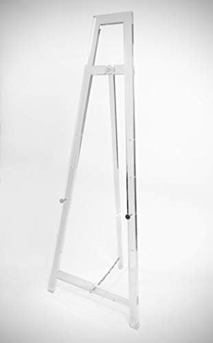 Decorative Acrylic Easel Stand – Adjustable Floor Display for Art Pieces, Signs, Mirrors and Chalk/Dry Erase Boards – 58” Tall, Solid Clear for Classy Exhibits and Paintings – by Designstyles