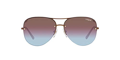Vogue Eyewear Women's VO4080S Aviator Metal Sunglasses, Copper/Azure Gradient Pink Gradient Brown Mirror Red, 58 mm