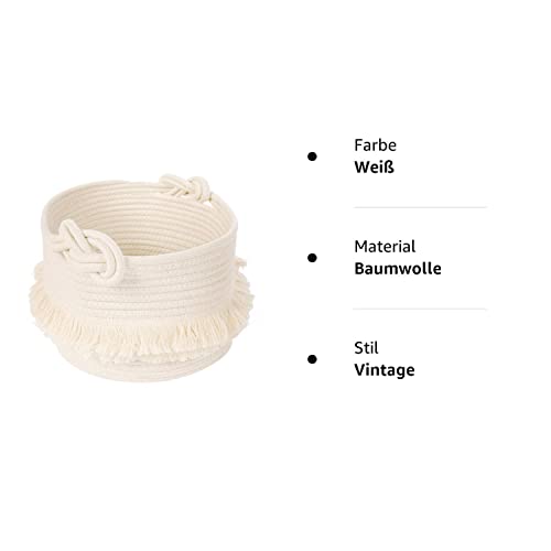 INDRESSME Aufbewahrungskorb Baumwoll Seil Korb Wäschekorb für Kleidung Decken im Wohnzimmer Speicher von Spielzeug Kissen im Kinderzimmer, D24 × H18 cm - 9