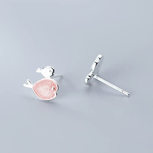 Boucles poisson émaillé rose argent 925 le cadeau mignon idéal