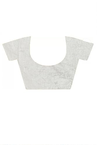Image of DipDiya Cotton Traditional Bengali White Kantha Stitch Saree with blouse piece