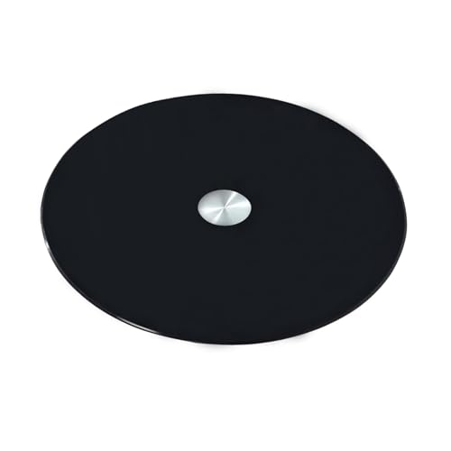 Black Lazy Susan for Table Top 0.3in Tempered Glass Lazy Susan Turntable for Dining Table 24 27 32 36 40inch Tabletop Rotating Tray Sturdy PVC Bearing Smooth Swivel(70cm/27in)