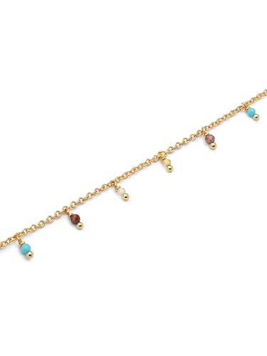 Miniatura 5 de SINGULARU Collar Mujer Dancing Stones Baño Oro | Latón con baño de oro de 18kt aporta color y alegría con piedras naturales colgantes.