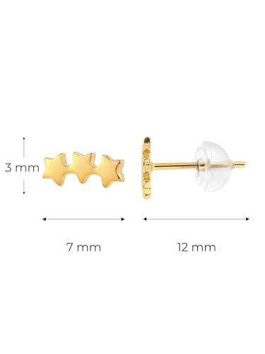 Image of Solid 925 Sterling Silver Stud Earrings for Women & Men, Hypoallergenic 18K Gold Plated & Silver Small Studs, Minimalist Elegant Earrings for Birthday, Party, Daily Gift