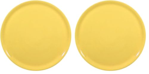 HENDI Assiette à Pizza Ronde en Porcelaine Émaillée, Assiette Uni pour Servir la Pizza, Compatible Micro-ondes et Lave-vaisselle, ⌀330mm, Jaune (Lot de 2)