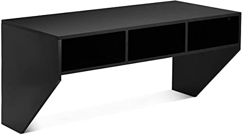 Giantex-Mesa De Trabajo De Pared, Escritorio Suspendido Con Tres Cajones De Almacenamiento, Textura Mate, Adecuado Para Estudio, Sala De Estar, Oficina, 108x53x52cm Negro Giantex-Mesa De Trabajo De Pared, Escritorio Suspendido Con Tres Cajones De Almacenamiento, Textura Mate, Adecuado Para Estudio, Sala De Estar, Oficina, 108x53x52cm Negro