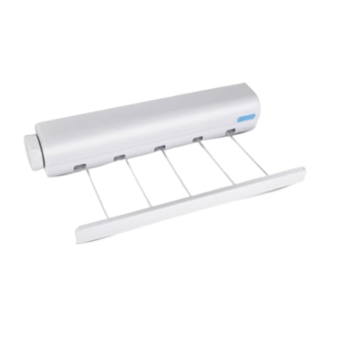 Retractable Laundry Line， Clothes Dryer with 4 Hanging Hooks Drying