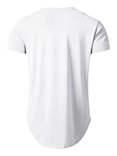 LETAOTAO Mens Hipster Longline T-Shirt Drop Cut Scallop Long Tail Slim Fit Bodybuilding Gym Muscle Workout Tee3