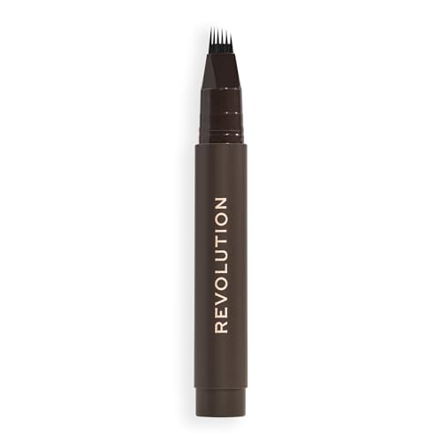Revolution Beauty London Instant Brow Hair Pen, Precision Applicator for Hair-Like Strokes, Long-Lasting Eyebrow Pen, Dark Brown, Vegan & Cruelty-Free, 0.06 fl oz