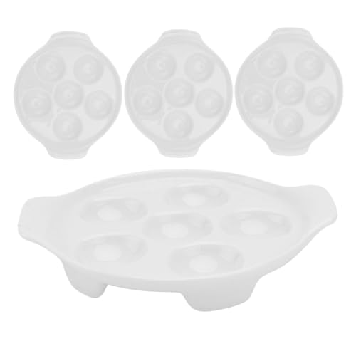 KICHOUSE 4pcs Ceramic Escargot Dish Elegant French Boiled Devil Eggs Tray Versatile Catering Platter for Gourmet Dishes Porcelain Serving Holder for Special Occasions